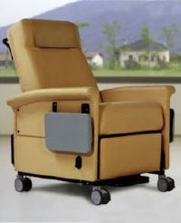 Champion Ascent Transporter Recliner, Vinyl Upholstery, 300 lb Capacity, Natural, with Table and Cup Holder