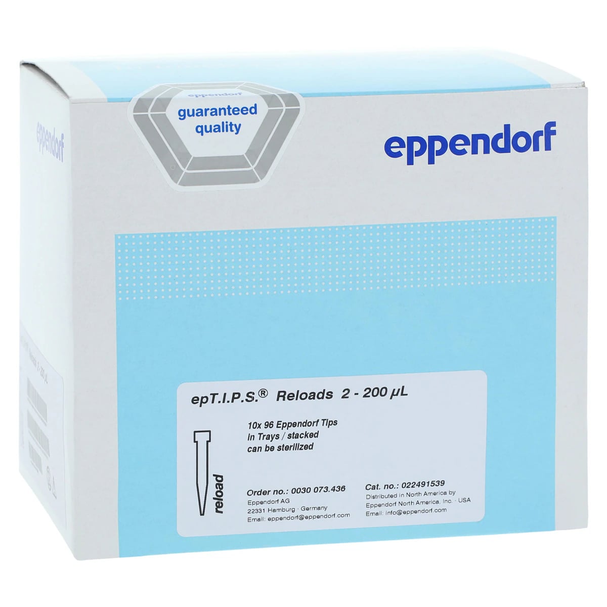Eppendorf epT.I.P.S. Pipette Tips, 2-200 µL, Graduated, Disposable, Reload, Universal Fit, 960/Case (10 x 96)