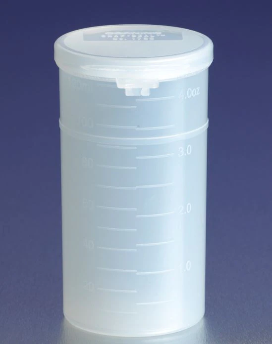 Corning Lifesciences Specimen Container, 4 oz, Polypropylene, Wide Mouth, Non-Sterile, Graduated, Snap Cap, Clear, 200/Case