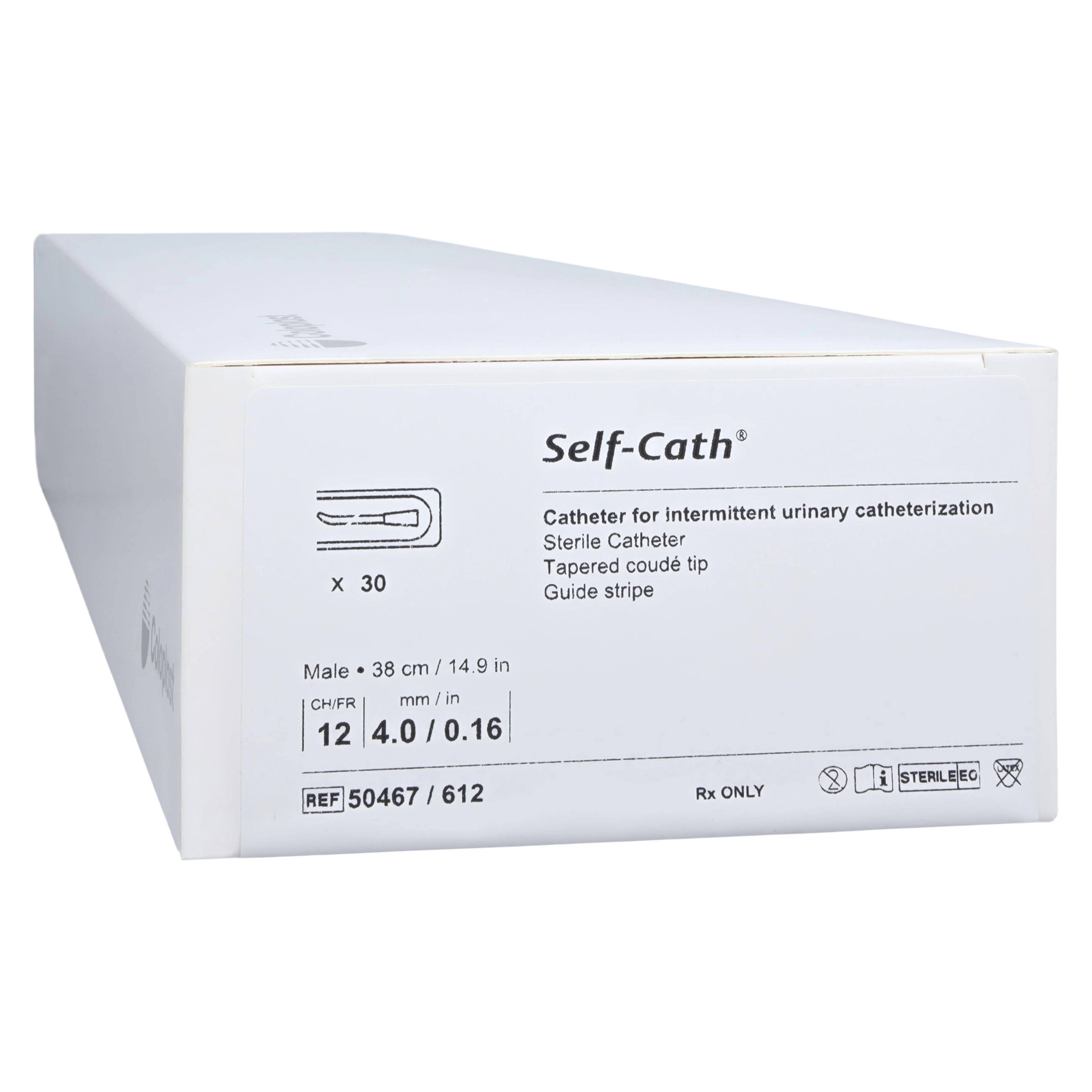 Coloplast Self-Cath Intermittent Catheter, Coude Tapered Tip, Silicone, 12 Fr