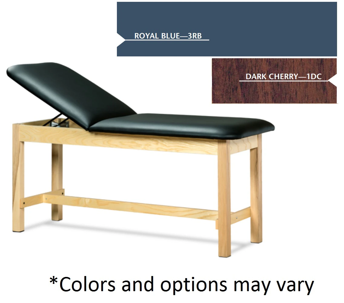 Clinton Industries ETA Classic Treatment Table, 30" Width, Dark Cherry Finish, Royal Blue Upholstery, 400 lb Capacity