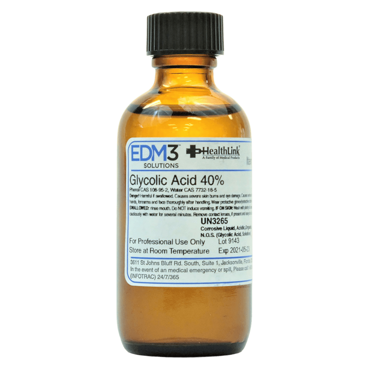 Glycolic Acid 40% Solution, 2 oz Bottle