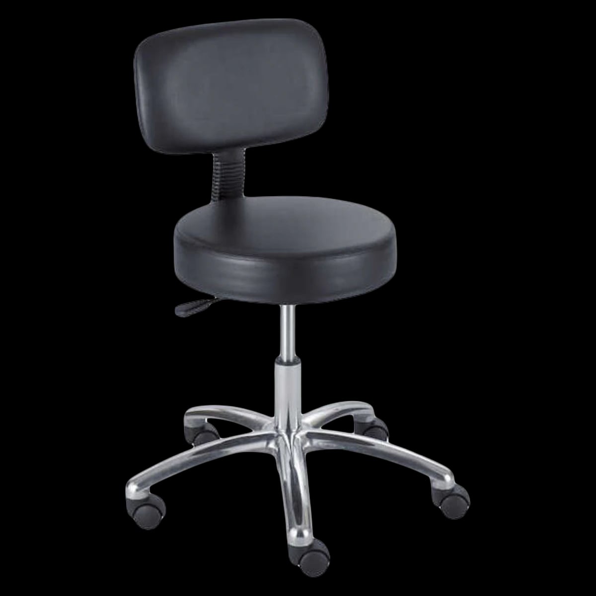 Safco Products Laboratory Stool with Pneumatic Height Adjustment and Backrest, Black, 250 lb Capacity