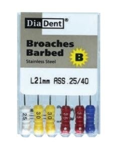 #30 XXF Barbed Broaches, 25mm, Non-Sterile, Color Coded, 6/Box