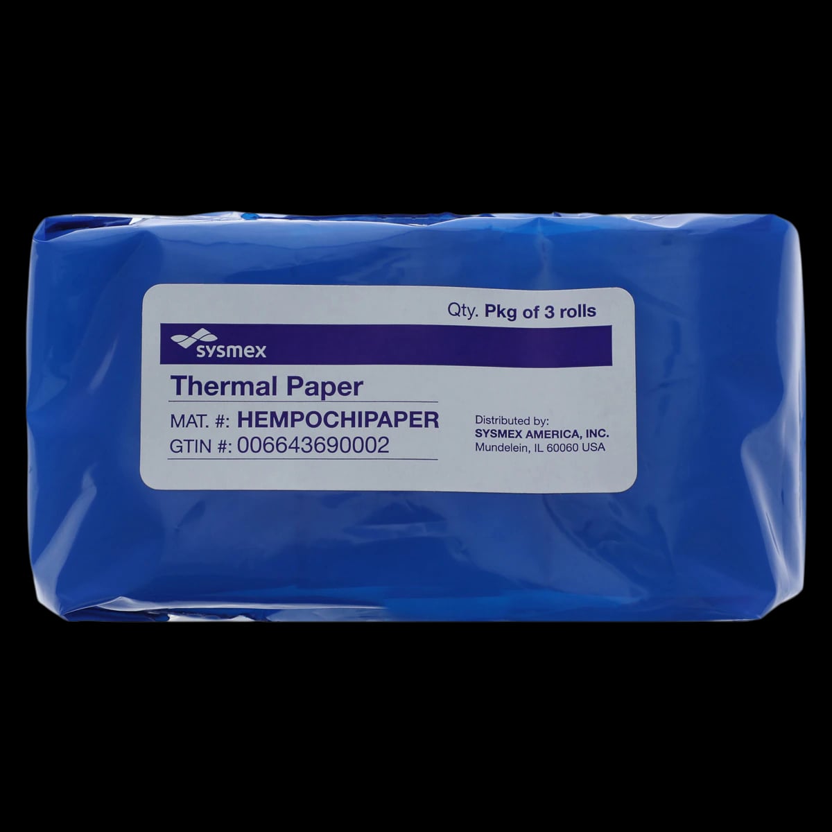 Sysmex Thermal Paper for pocH-100i Analyzer, 3 Rolls/Pack