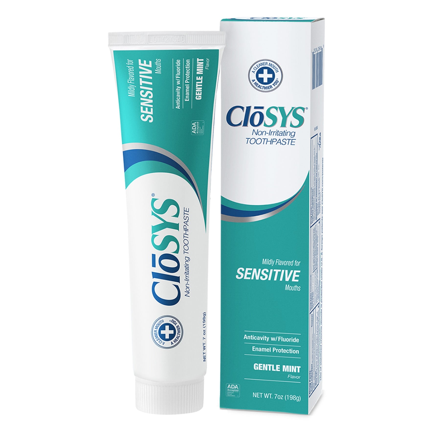 CloSYS Sensitive Fluoride Toothpaste, Gentle Mint, 7 oz Tube, 0.24% NaF, 1C-7-24F