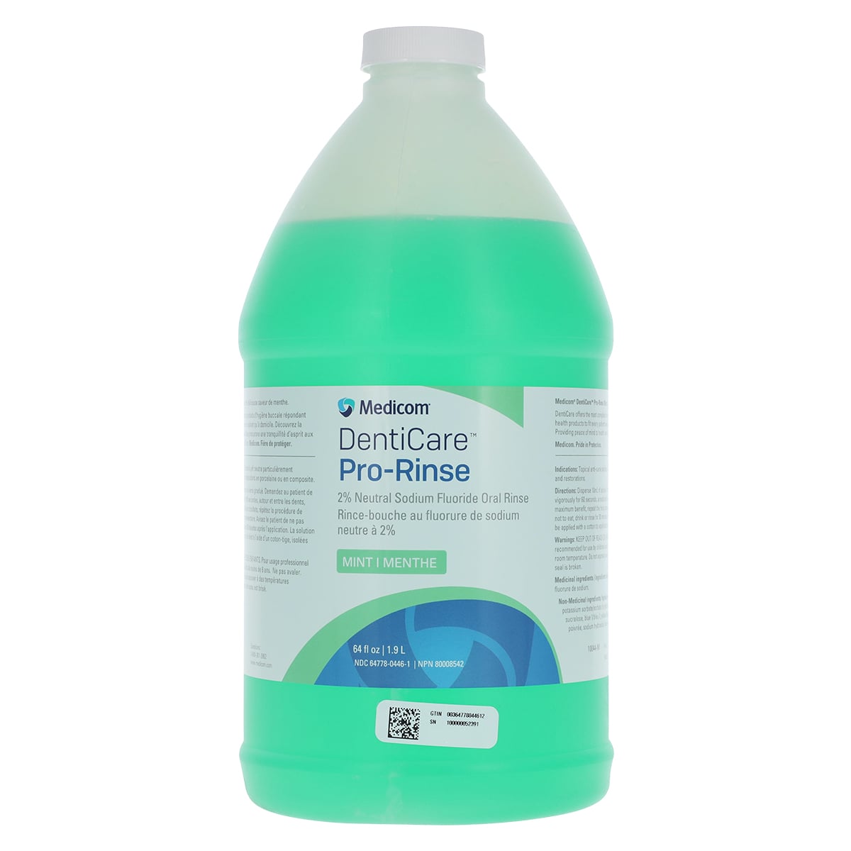 DentiCare Pro-Rinse 2% Neutral Sodium Fluoride Rinse, Mint, 64 oz (2 L) Bottle with Pump, 10044-M