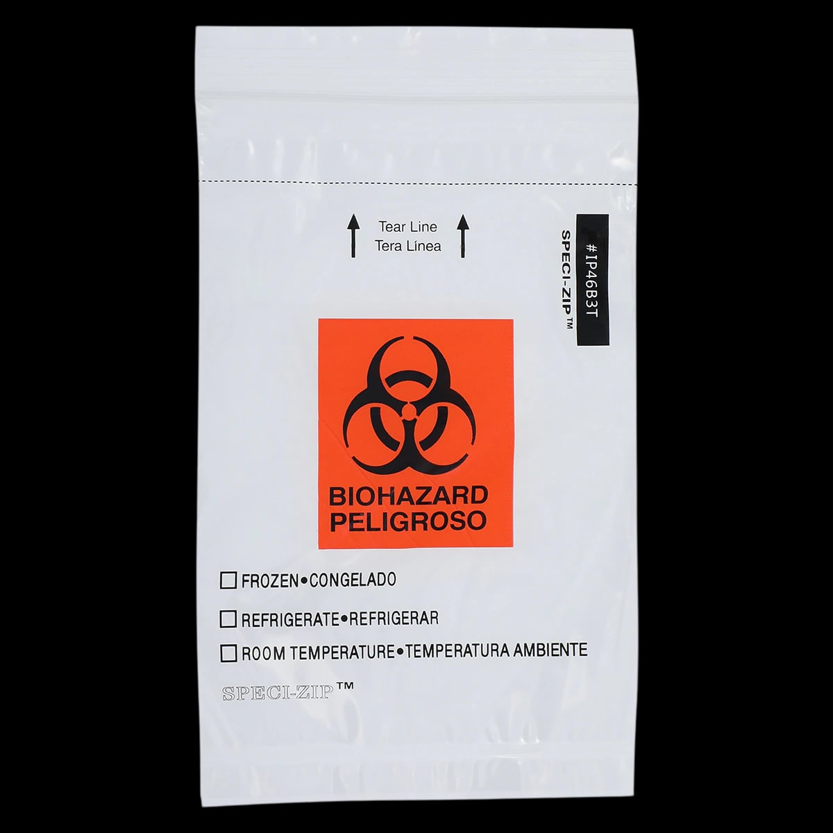 Speci-Zip Biohazard Specimen Bag, 4x6", Clear Zip Closure with Biohazard Symbol, 2 Pockets/3 Wall, 1000/Case