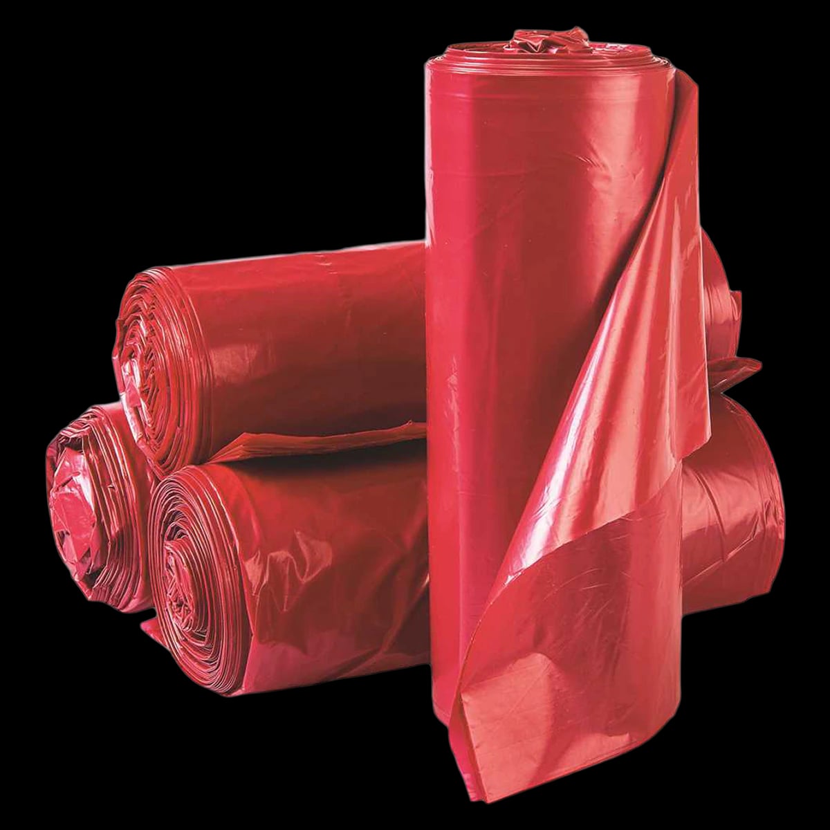 Inteplast Biohazard Bag, 1.3 mil, 40" x 46", Red/Black Star Seal, LDPE, Non-Sterile, 20 per Roll, 5 Rolls per Case