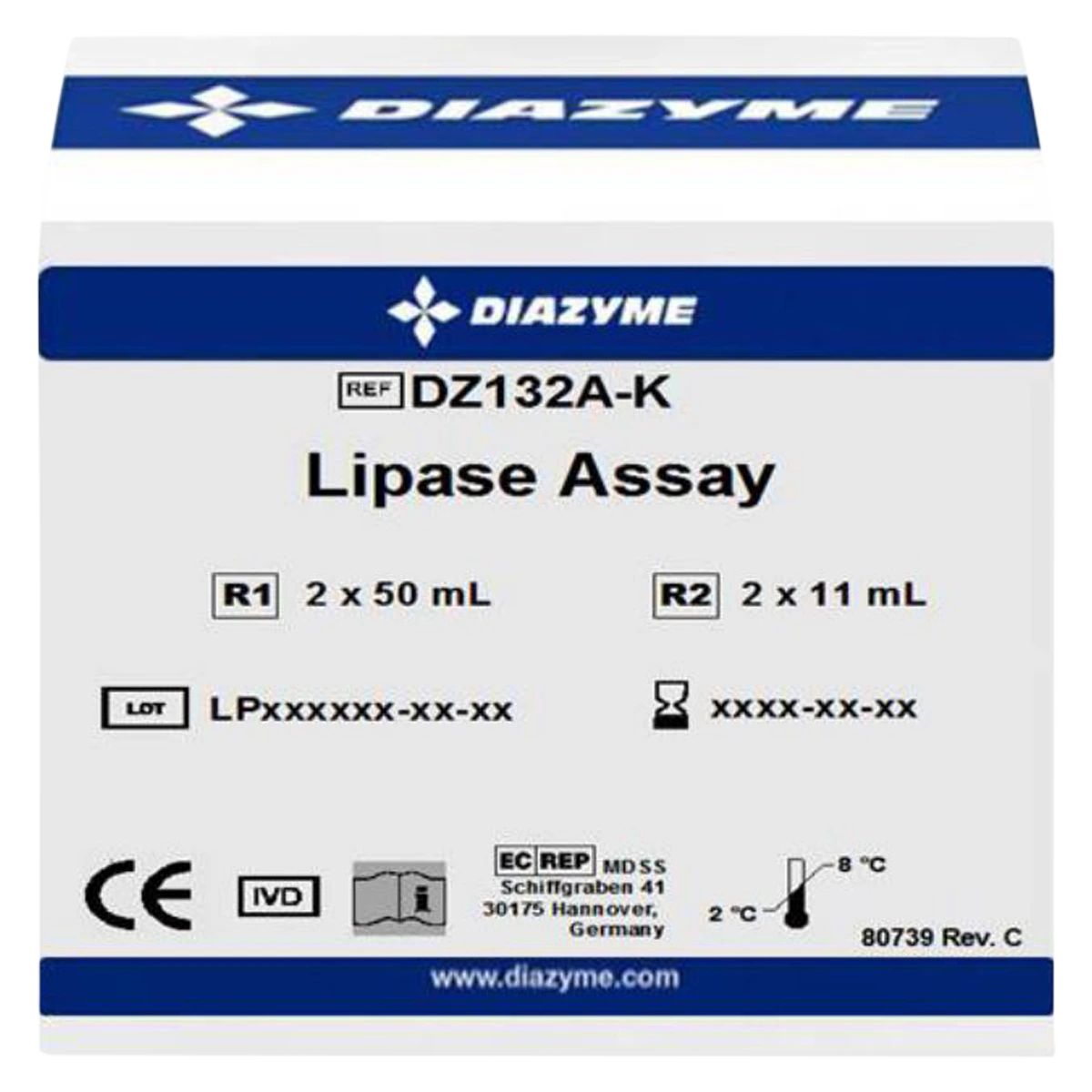 Diazyme Laboratories Lipase Test Kit, 2x50 Tests / 2x11 mL Reagent, Each