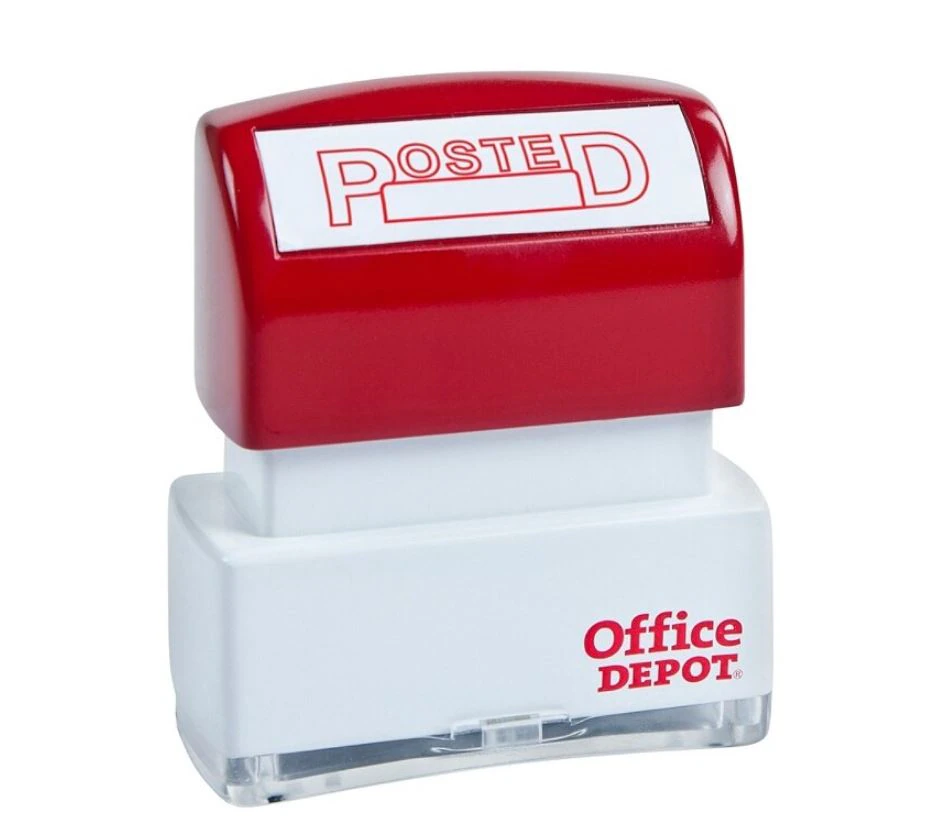 Office Depot Brand Pre-Inked Message Stamp "Posted", Red, Each