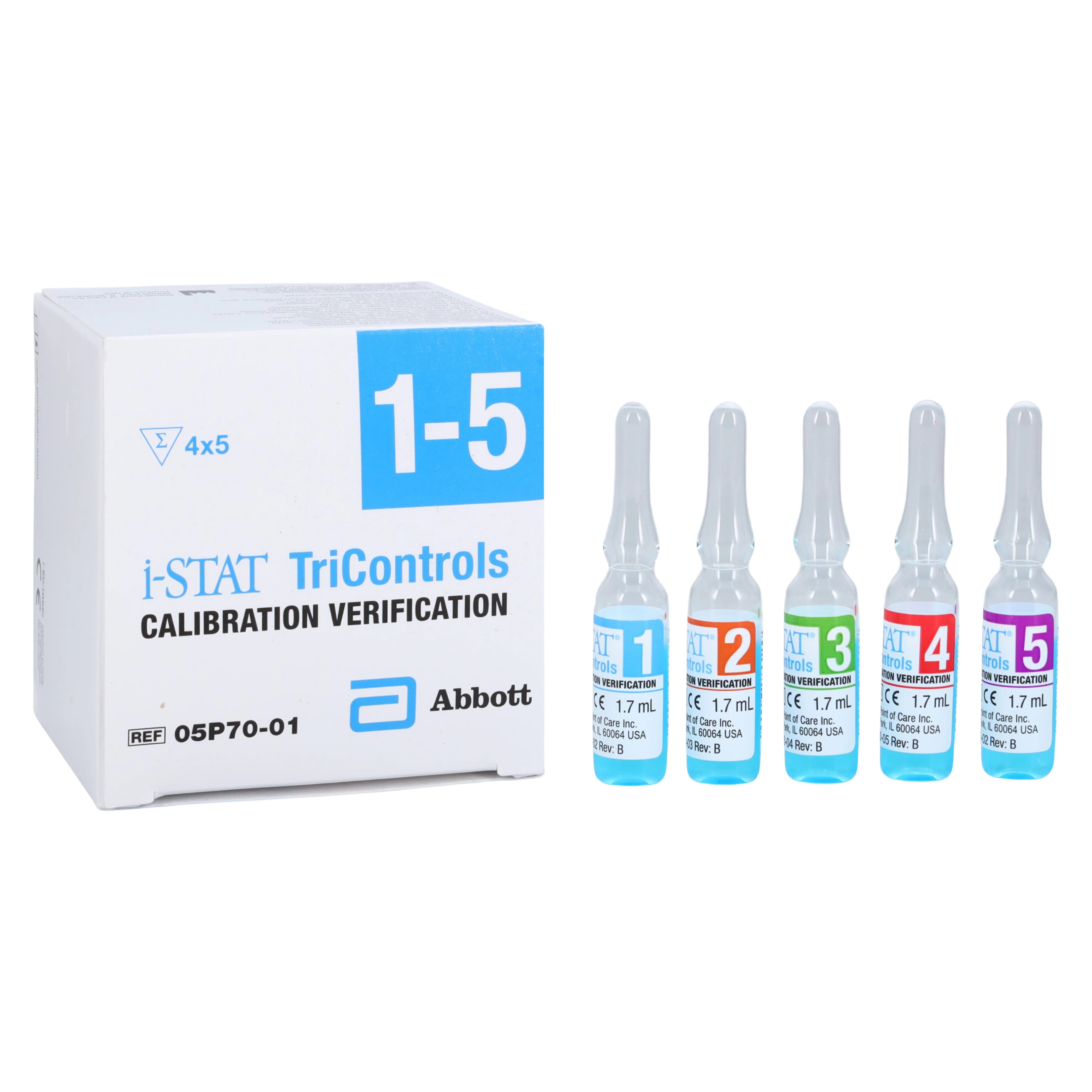 Abbott i-STAT TriControl Levels 1-5 Control Set, 1.7 mL, 20/Box