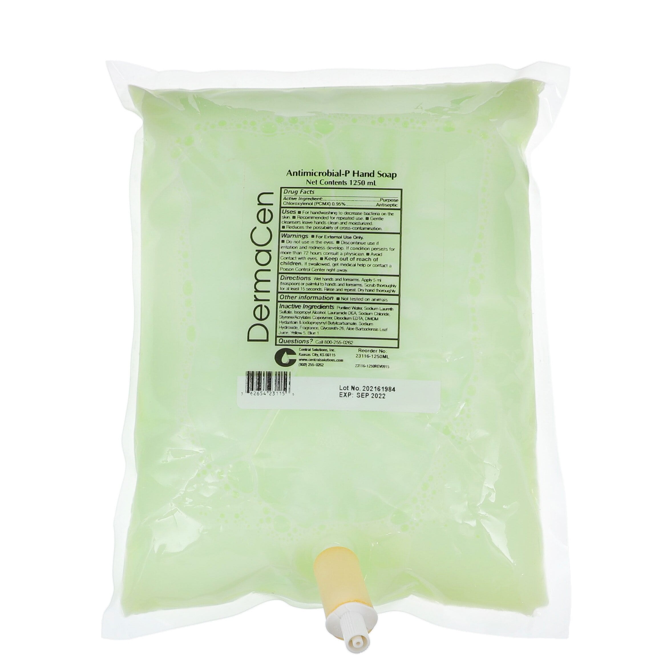 DermaCen Antimicrobial Liquid Soap, Chloroxylenol, 1250 mL Bottle, 8/Case