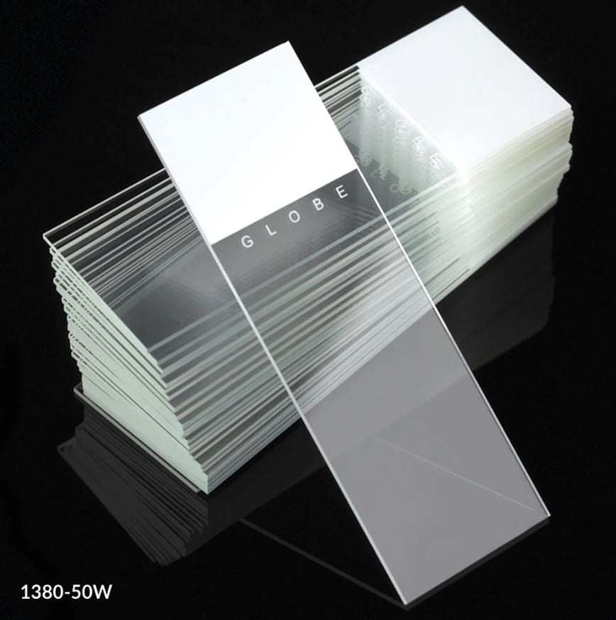 Globe Scientific Diamond Frosted Microscope Slides, 25x75mm, White Glass, 90° Ground Edges, 1440/Case