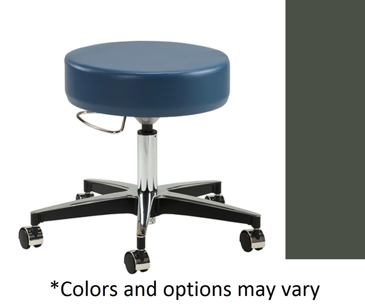 Clinton Industries Premier Series Pneumatic Exam Stool, 5-Leg Base, No Backrest, Gunmetal, 250 lb Capacity