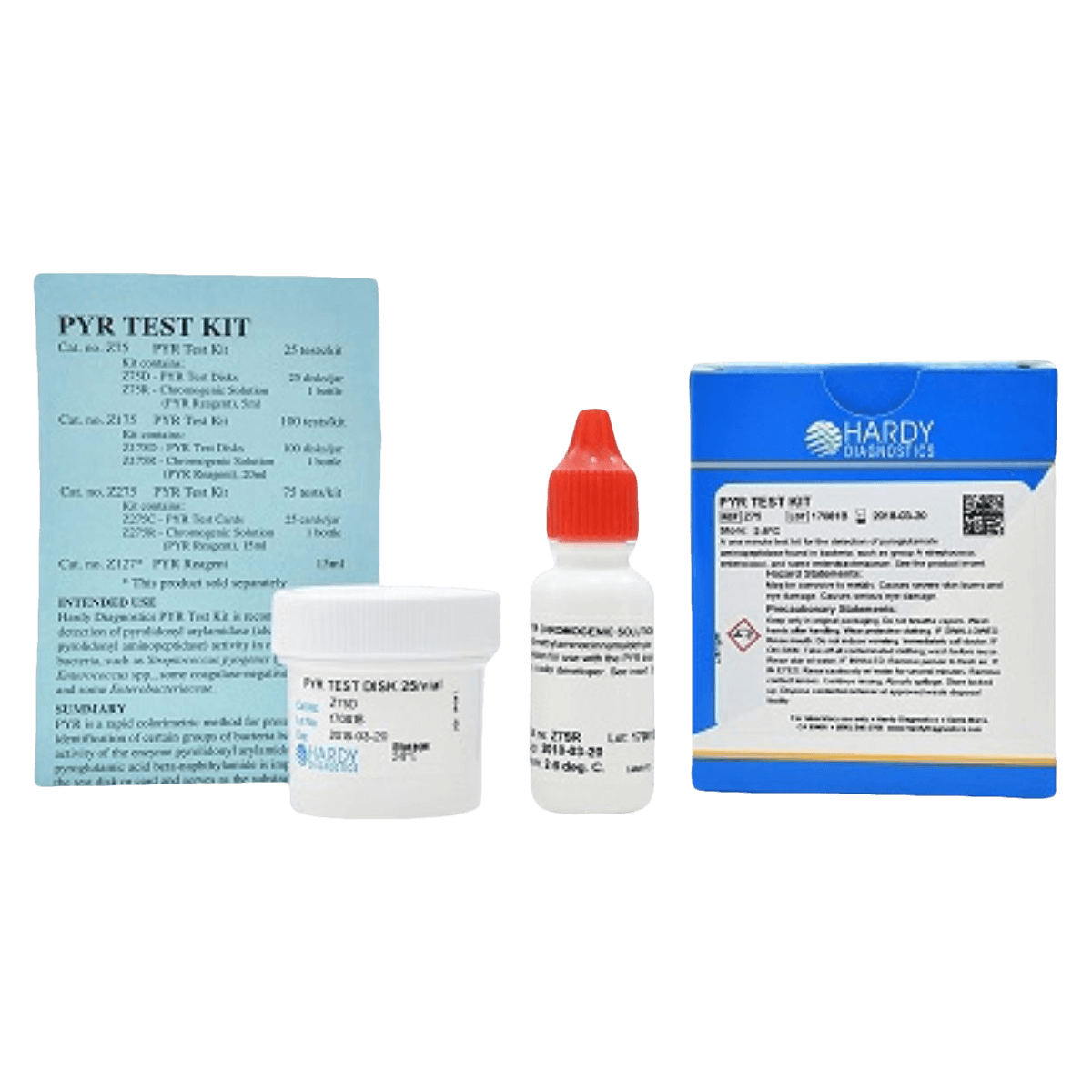 Hardy Diagnostics PYR Test Kit, Pyrrolidonyl Arylamidase, 5 mL, 25 Tests, 25/Pk