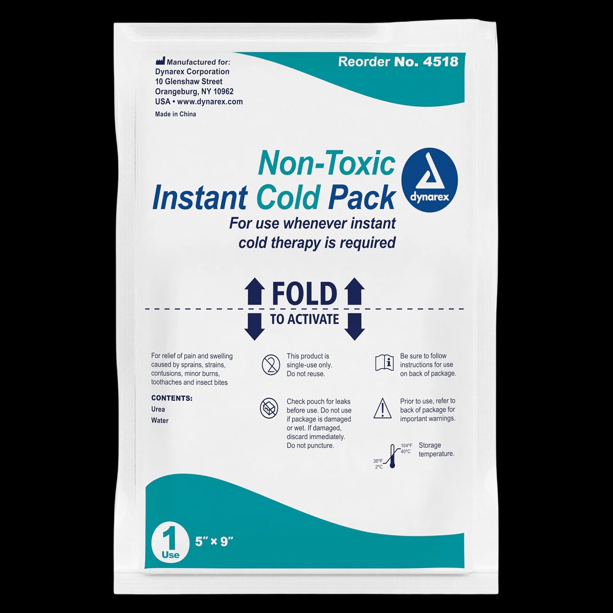 Dynarex Non-Toxic Instant Cold Pack with Urea, 5" x 9", Case of 24