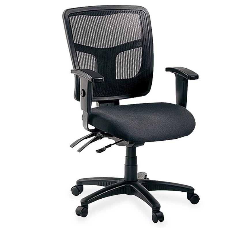 Lorell 86000 Series Managerial Chair, Mesh Back, Black Frame, Black Fabric, Each