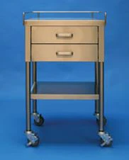 Mac Medical Utility Table, Stainless Steel, 16" x 20" x 34", 2 Drawers, 3" Swivel Casters