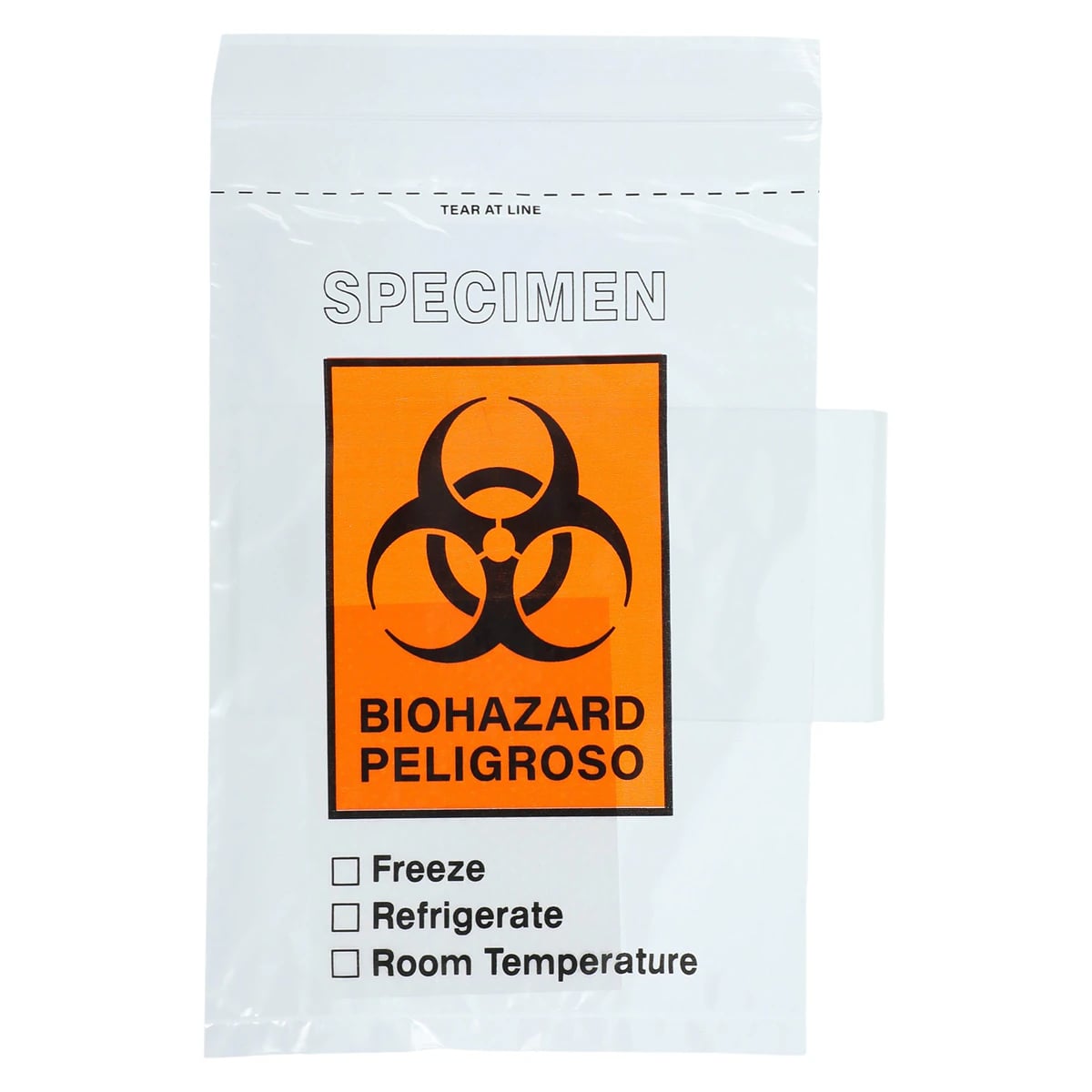 Globe Scientific Specimen Transport Bag, 6x10", Clear/Black/Red, Zipper Lock, Document Pouch, Absorbent Pad, Biohazard Symbol, 500/Case