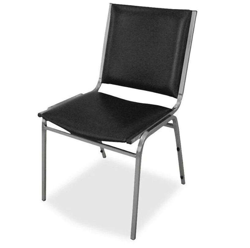 Lorell Padded Armless Stacking Chairs, Black, 4/Carton
