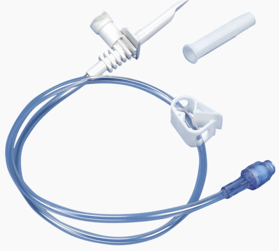 DeRoyal Fluid Transfer Set, 20" Luer Lock with Ball Valve on Spike, Swabbable Valve, Clear with Wings, 100/Case
