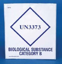 Therapak UN3373 Category B Biological Substance Label, 3-1/2 x 4 Inches, 500/Package