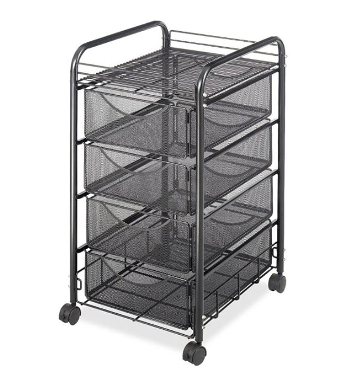 Safco Tubular Steel Mobile File Cart, Black, Each
