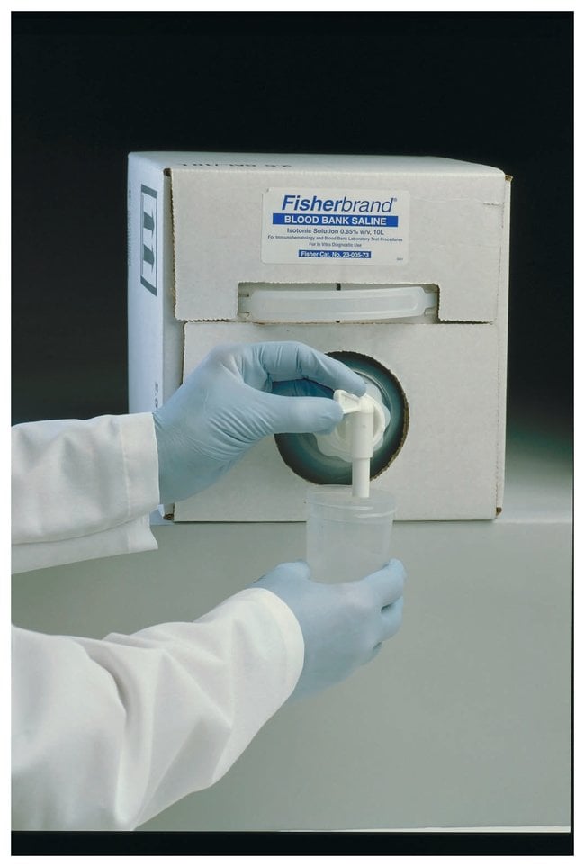 Fisherbrand Blood Bank Saline Solution, 0.9% Sodium Chloride, Non-Buffered, 20L