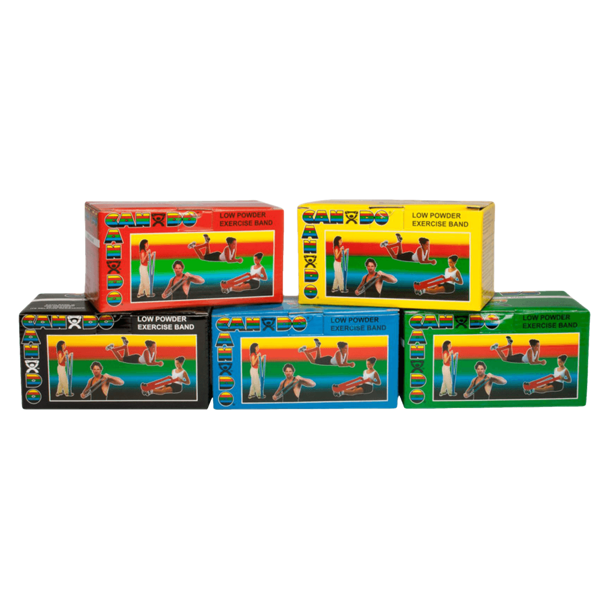 CanDo Exercise Band 5 Piece Set, 6yd, X-Light to X-Heavy Resistance, Yellow/Red/Green/Blue/Black, 01KEZKNTGJ1S5NQV2ASVN31NH6