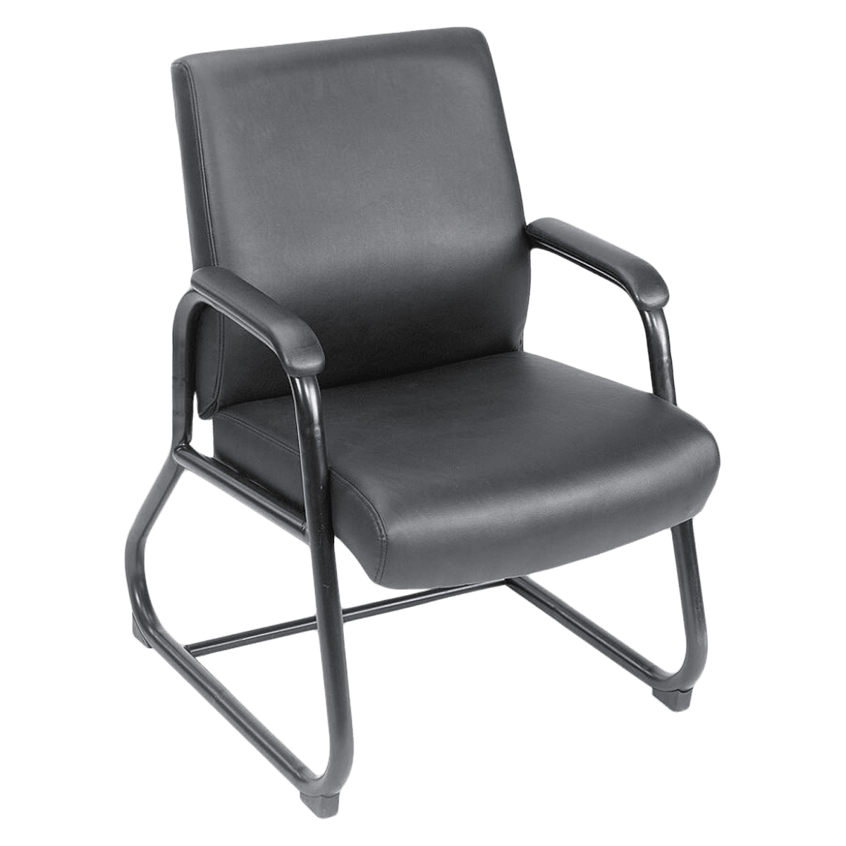 Boss Office Products CaressoftPlus Guest Chair, Steel Frame, Black, Each