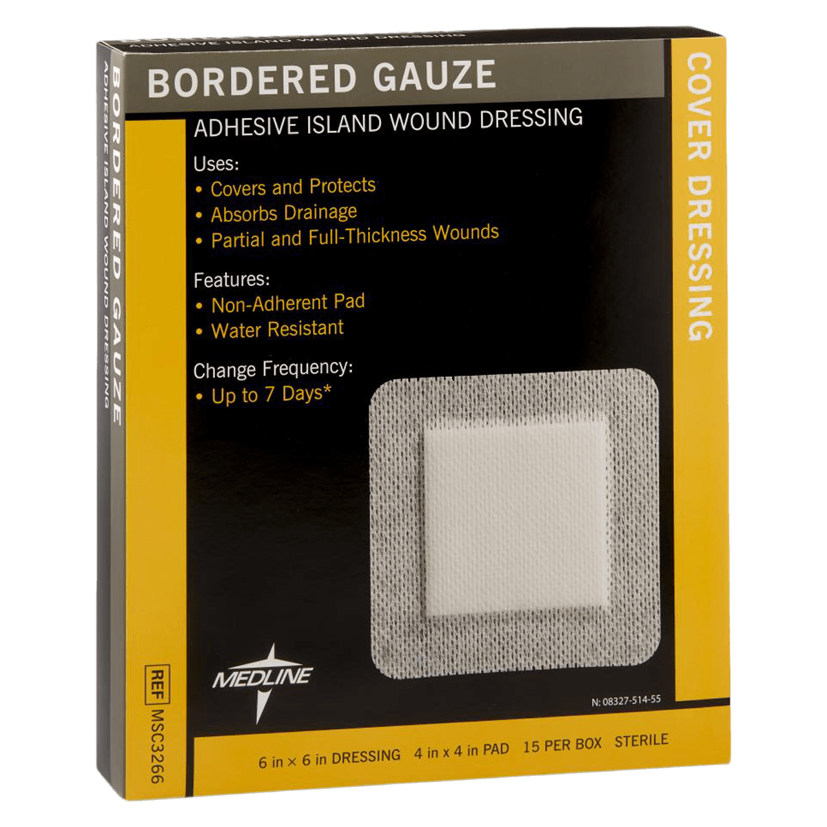 Medline MED Gauze Bordered Pad Sterile, 6x6" Cotton Island Dressing, Adhesive, Latex-Free