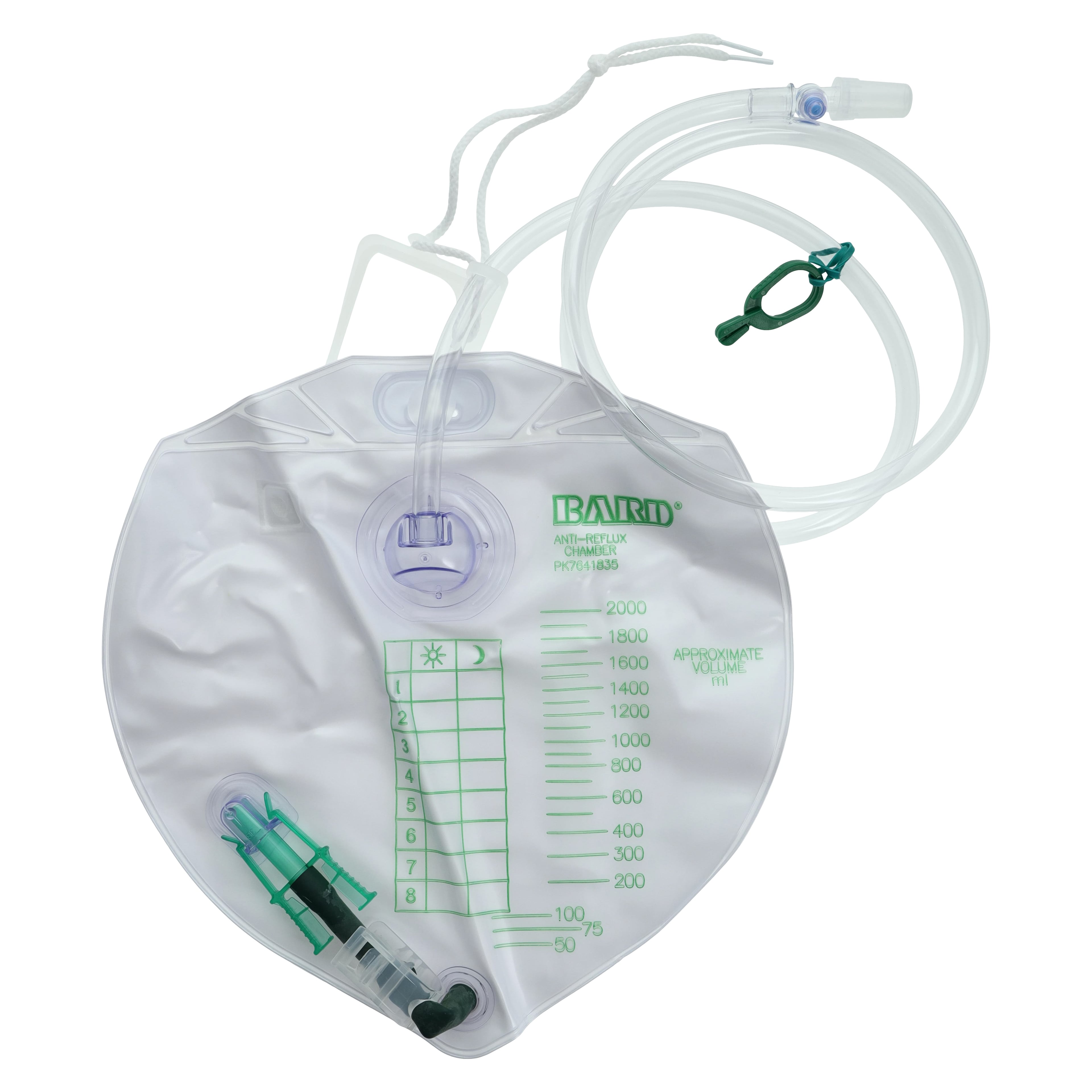 Urinary Drainage Bag 2000mL, Disposable, Anti-Reflux Chamber, Bard Medical, 154002
