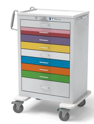 Waterloo UniCart X-Tall Pediatric Steel Cart, 9 Drawers