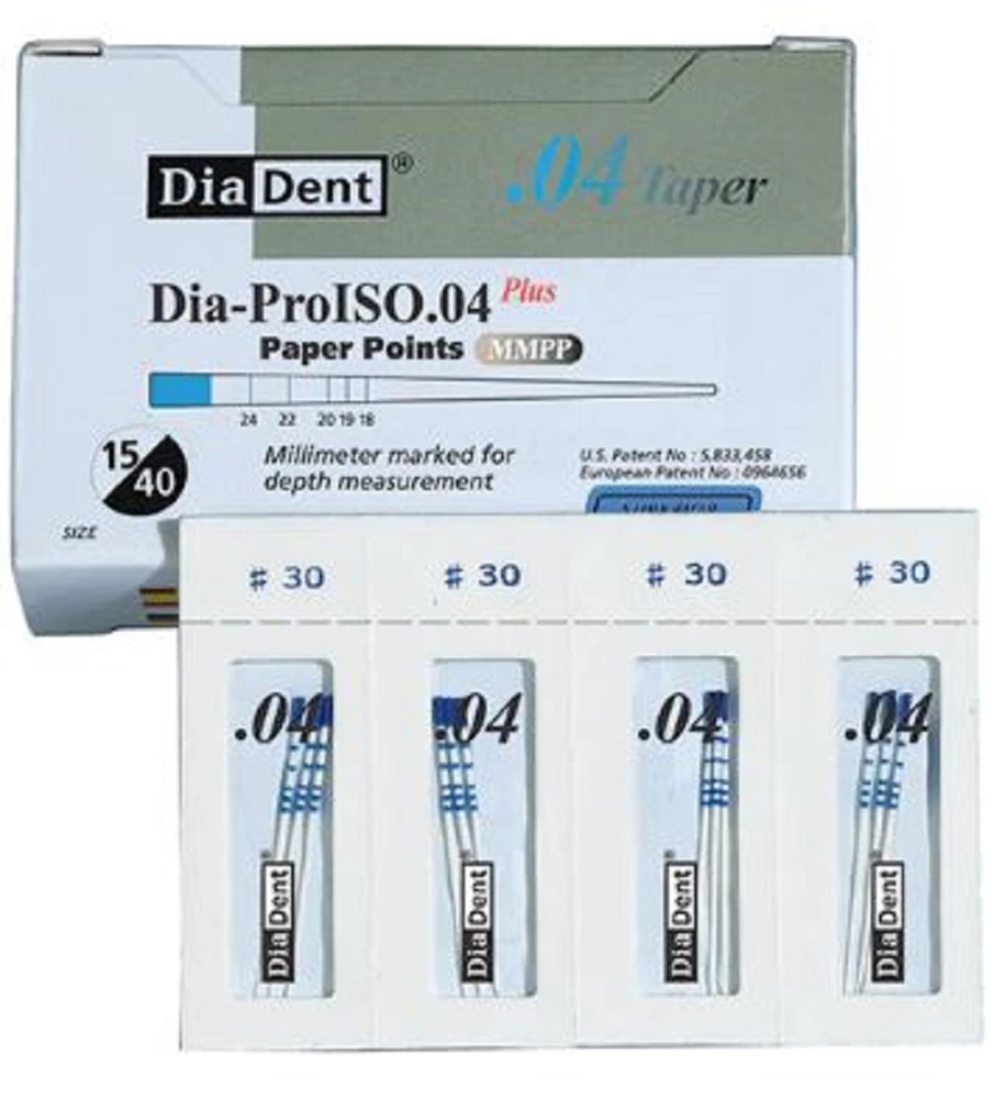 Diadent DiaPro ISO GT Absorbent Paper Points, .04 Taper, Size #35, Green, Sterile, 120/Box