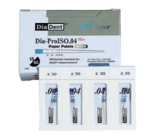 Diadent Dia-ProISOGt Paper Points, .04 Taper, Size #40, mm-Marked, Sterile Cell Pack, 120/Box
