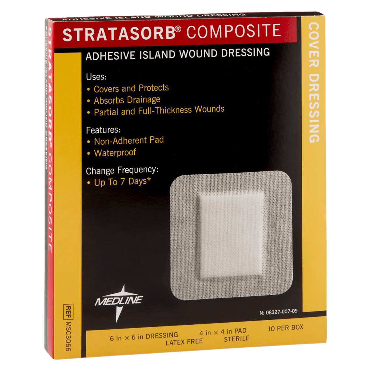 Stratasorb Composite Island Dressing, 6x6", 4-Layer, Adhesive, Non-Adherent, Absorbent, Latex-Free