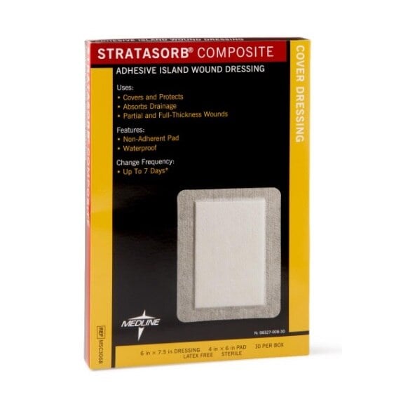 Stratasorb Composite Dressing, 6" x 7-1/2", 4-Layer, Non-Adherent, Absorbent, Latex-Free