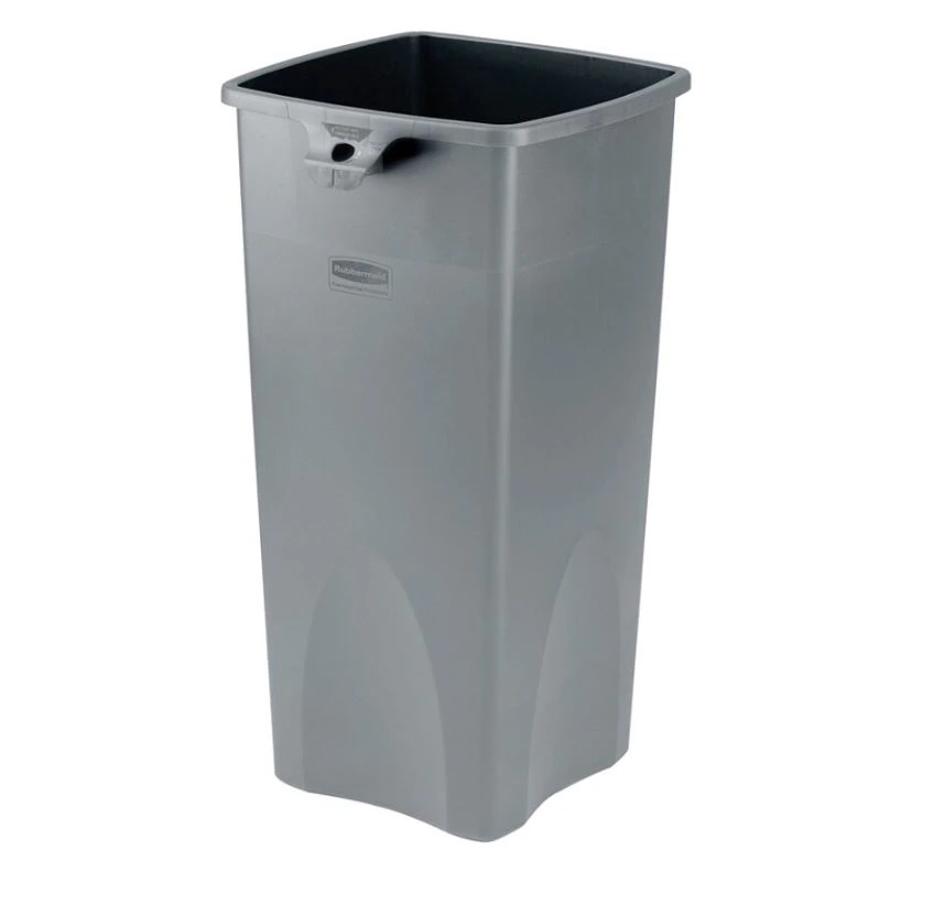 Rubbermaid Untouch Square Waste Container, 23 Gallon, Gray