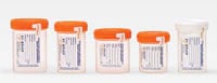 Starplex Scientific Specimen Container, 90mL, Polypropylene, Sterile, Narrow Mouth with Orange O-Ring Cap, 400/Case