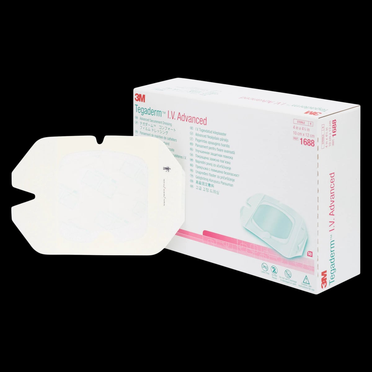3M Tegaderm IV Advanced Transparent Film Dressing, 4" x 4-3/4", Sterile, Latex-Free