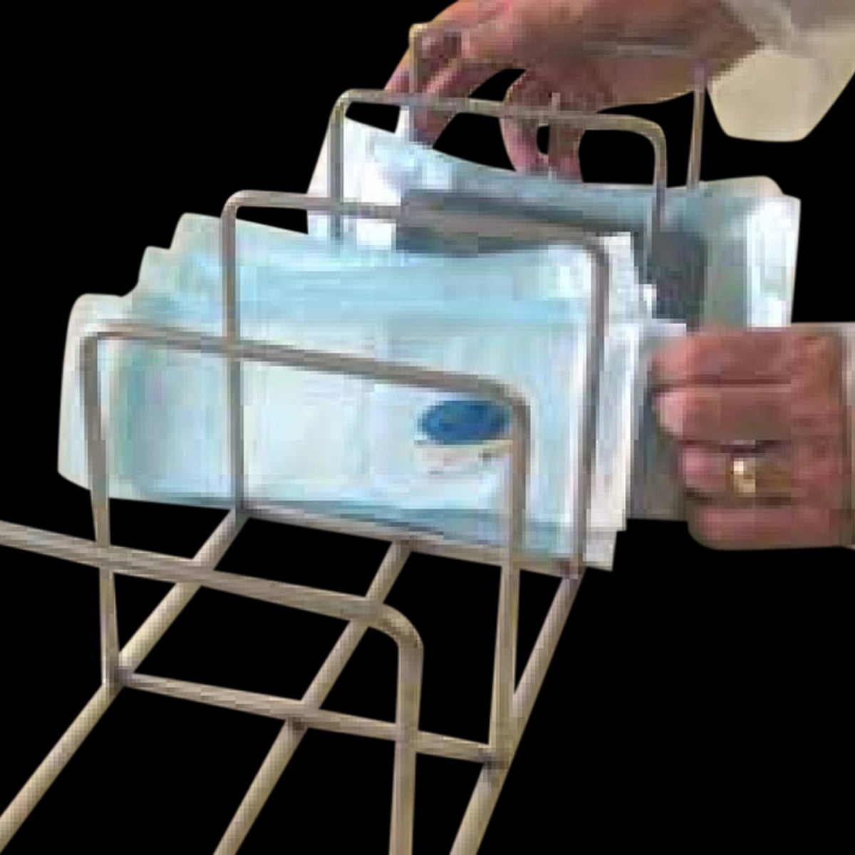 Steriking Pouch Rack, Stainless Steel, 21-Slot, 19x4x4", Reusable, Silver