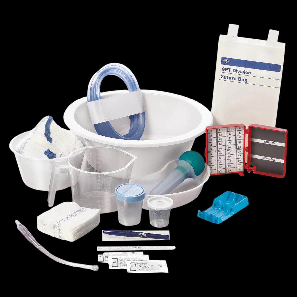 Medline Sure Set Surgical Basin Tray, Latex-Free