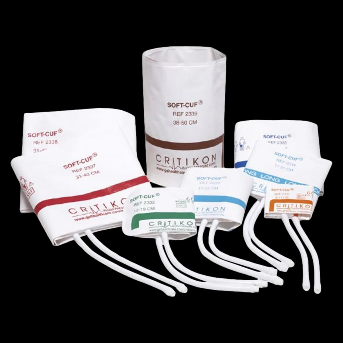 Critikon Soft-Cuf Blood Pressure Cuff, Large Adult, White/Rose, Latex-Free, 5/Box