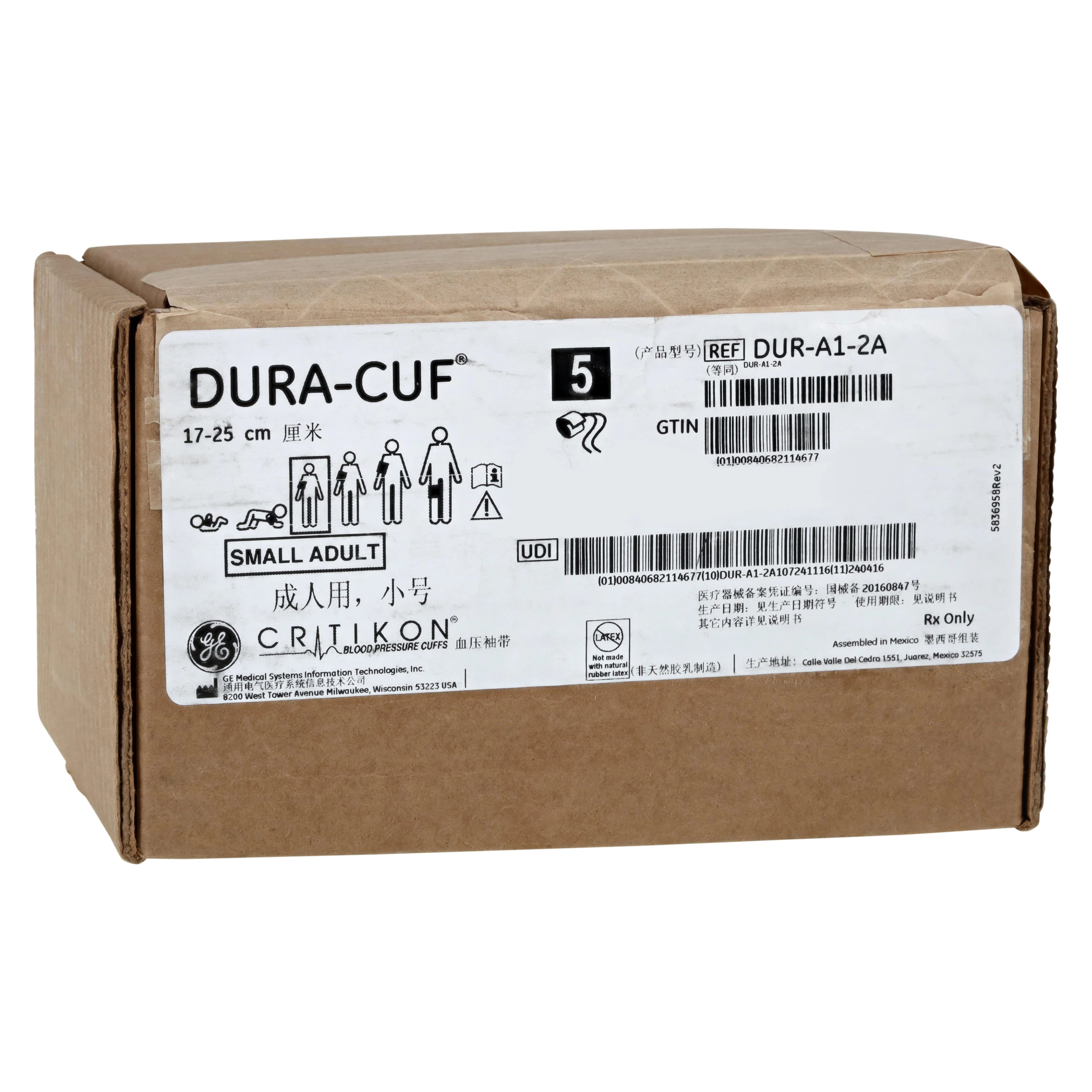 Critikon Dura-Cuf Blood Pressure Cuff, Small, Royal Blue, Latex-Free, 5/Box