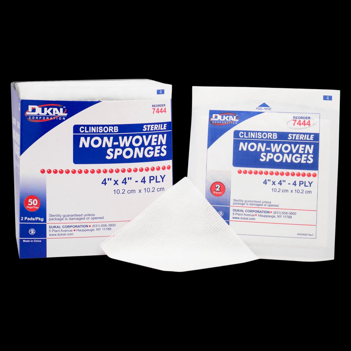 Dukal Clinisorb Non-Woven Gauze Sponge, 4x4", 4-Ply, Sterile, Rayon/Polyester Blend, Latex-Free
