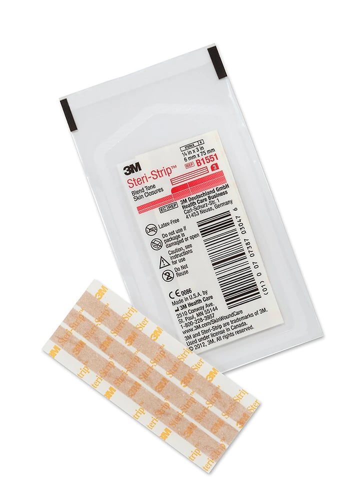 3M Steri-Strip Adhesive Skin Closures, Blend Tone, 1/4" x 3", Sterile, 50/Box, B1551