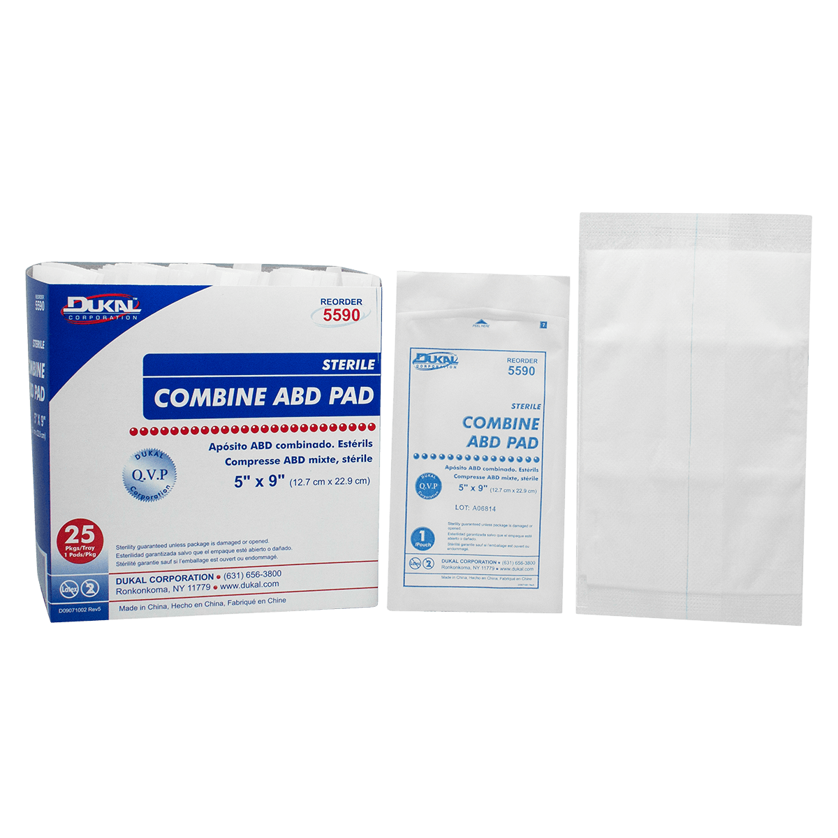Dukal Cellulose ABD Combine Pad, 5x9", Sterile, Latex-Free, 1/Each