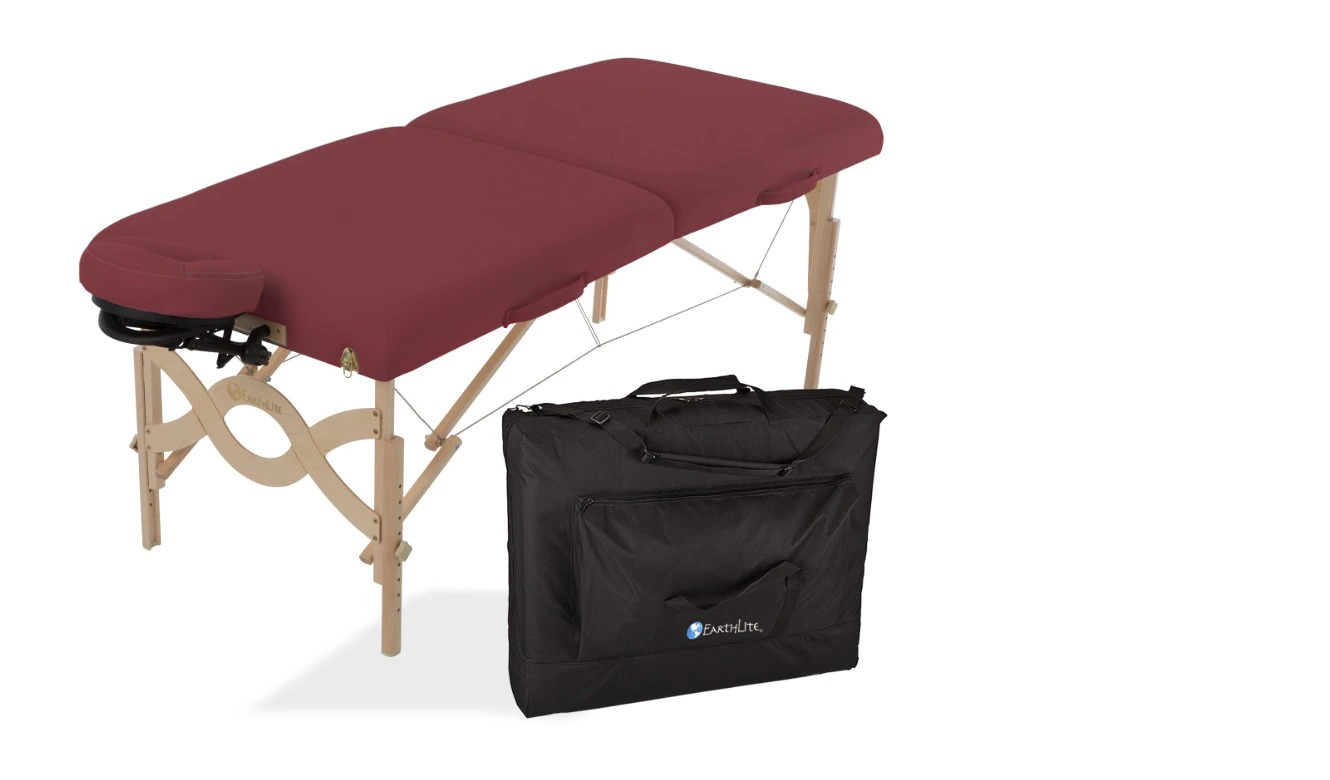 Earthlite Avalon XD Massage Table, Burgundy, 39" x 10" x 34", 750 lb Capacity