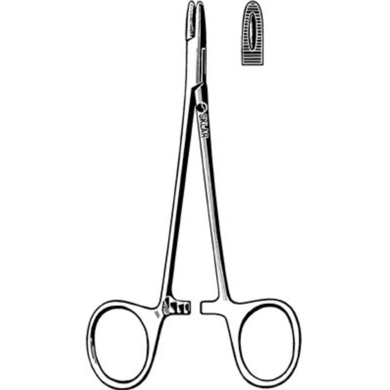 Sklar Instruments Derf Needle Holder, Serrated Jaw, 4-3/4", Stainless Steel